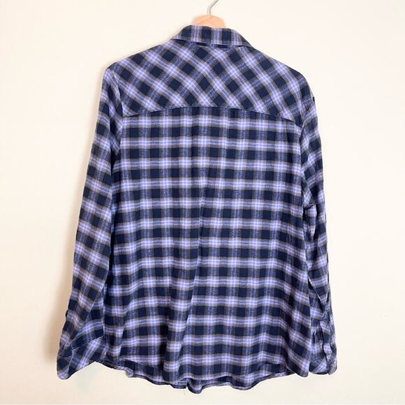 Dickies Flannel Long Sleeve Shirt Plaid woman's size 1X Purple Blue - Picture 4 of 5